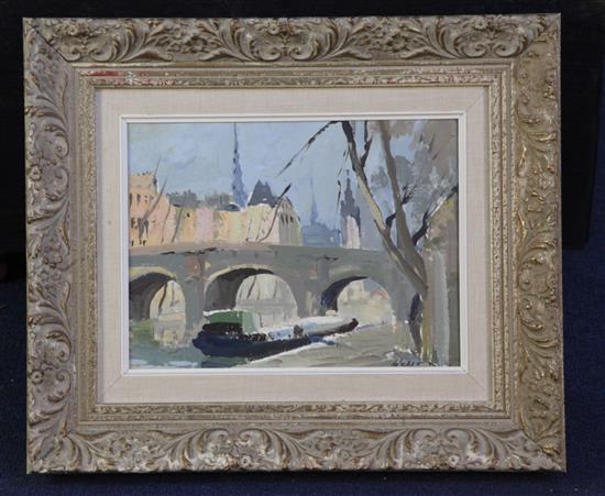 Edward Wesson (1910-1983) Bridge over The Seine 7.25 x 9.75in.